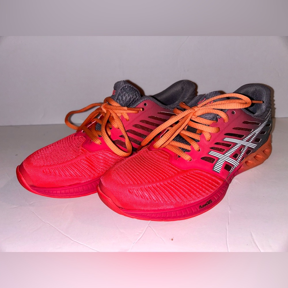 ASICS Womens  T689N FUSE X FUZE GEL ORANGE/GRAY ATHLETIC Lace Up Sneakers
